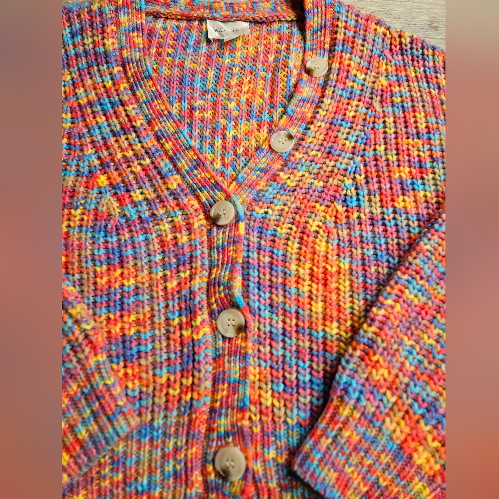 Line And Dot Bonnie Multicolor Cardigan Sweater Medium - Picture 5 of 13